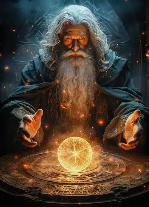 Image of an old wizard generating a field of energy between his hands. Clicking on the wizard returns you to the homepage.